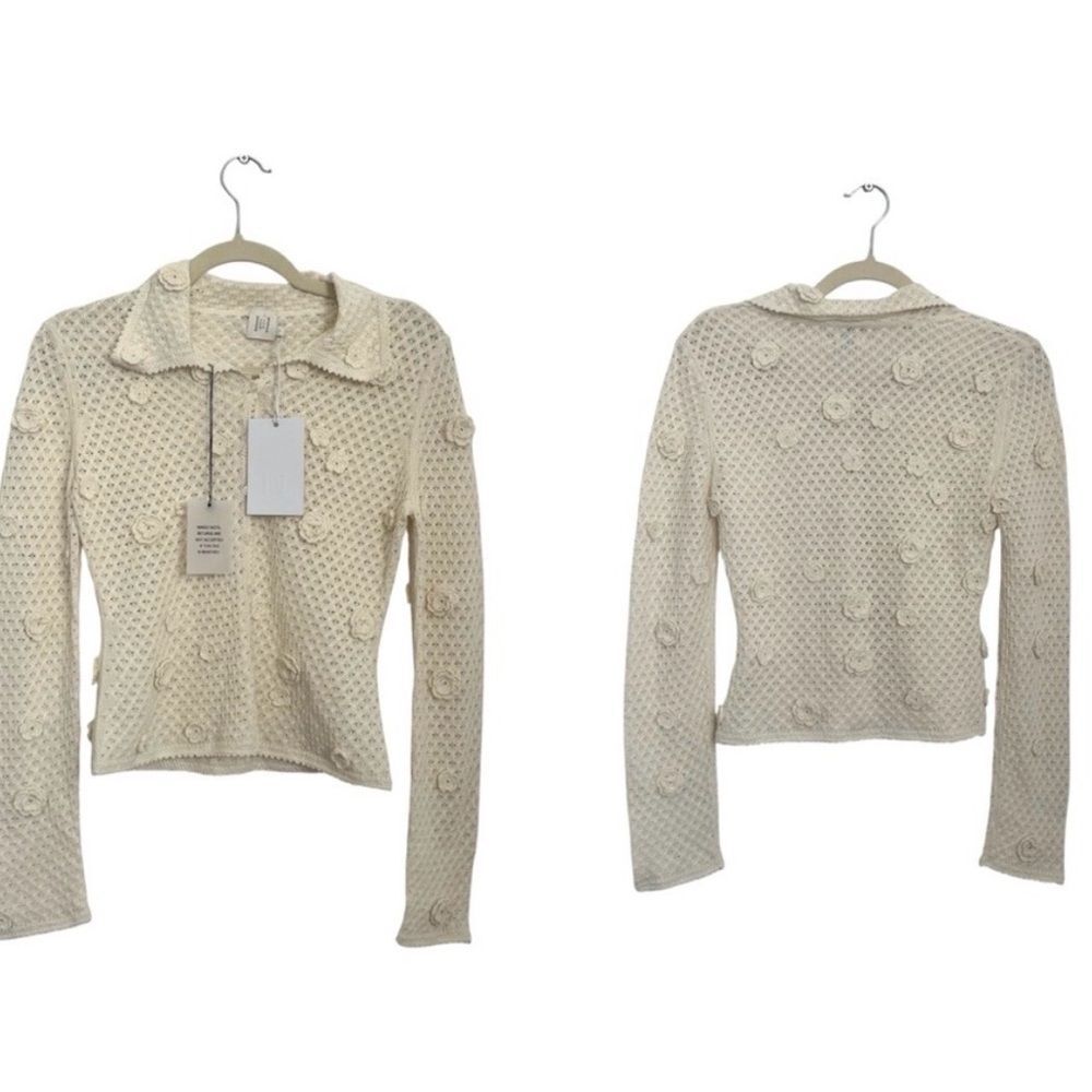 NWT HELSA Rieley Cardigan + Shorts set in cream knit - Picture 5 of 13